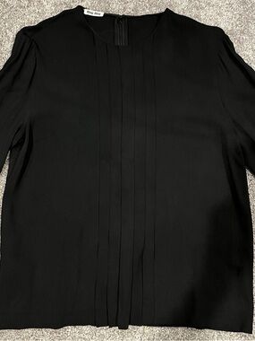 Vintage Miu Miu Black Front-Pleat Round-Neck Blouse Size 42
